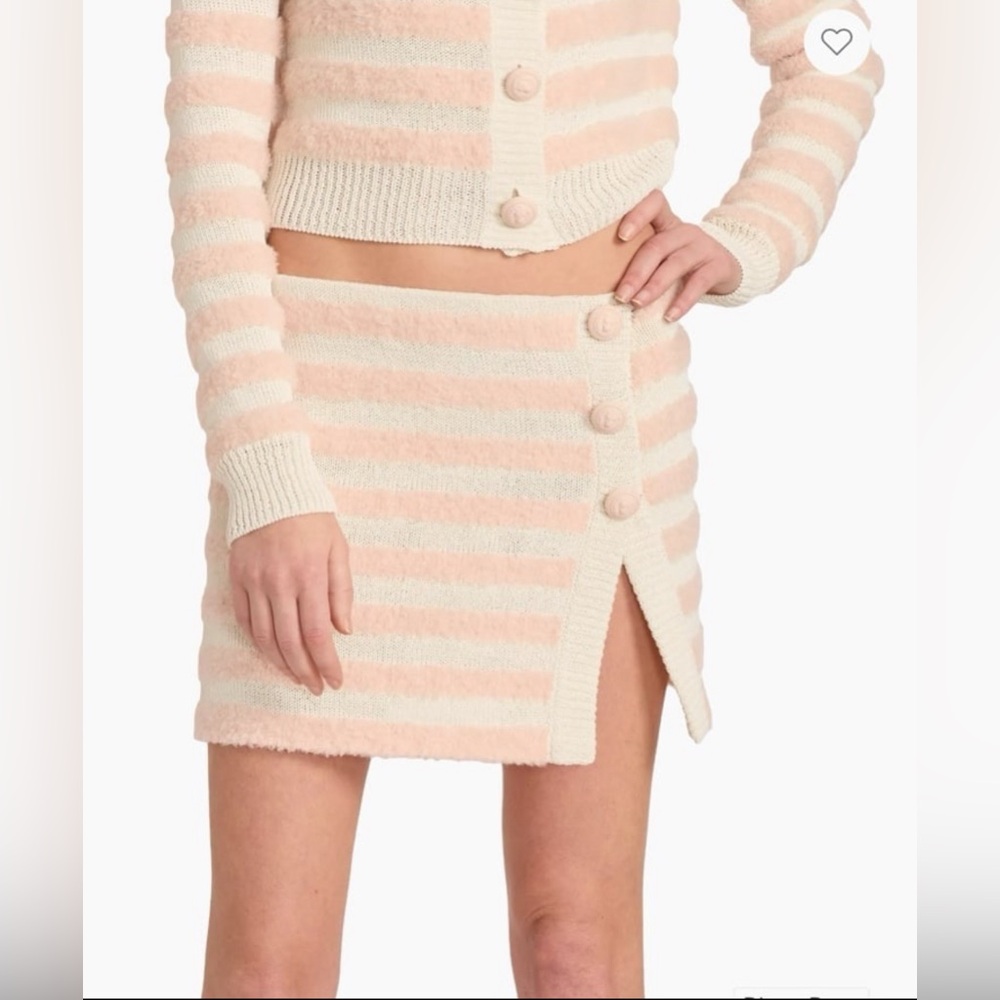 Balmain Fluffy Stripe Wool Blend Skirt